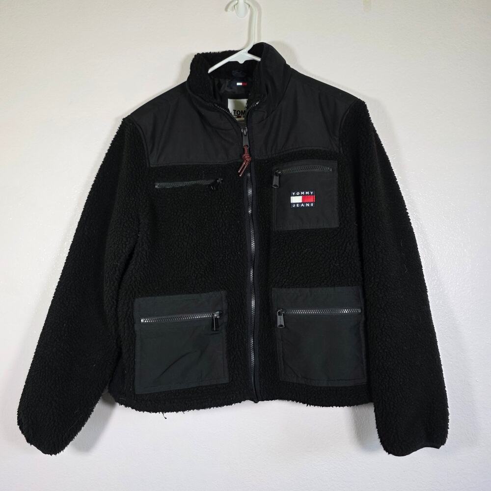 Tommy Jeans Sherpa Fleece Full Zip Jacket Black Men's Size M